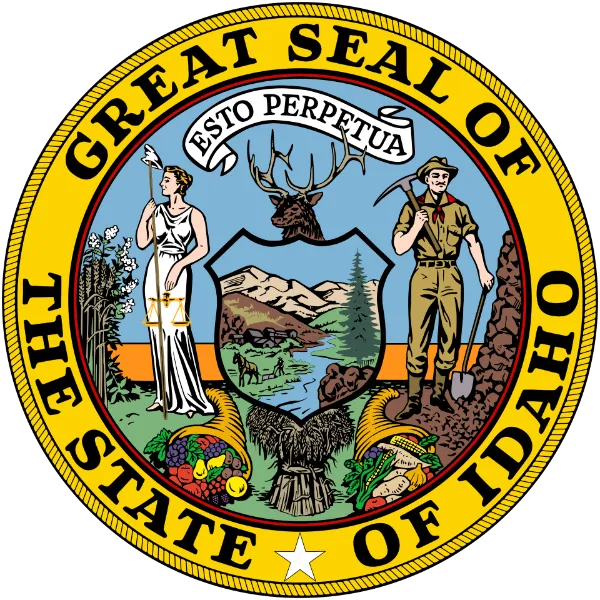Great Seal of Idaho with Esto Perpetua motto banner at the bottom