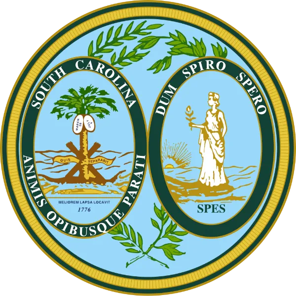 Great Seal of South Carolina showing both mottos on the obverse and reverse