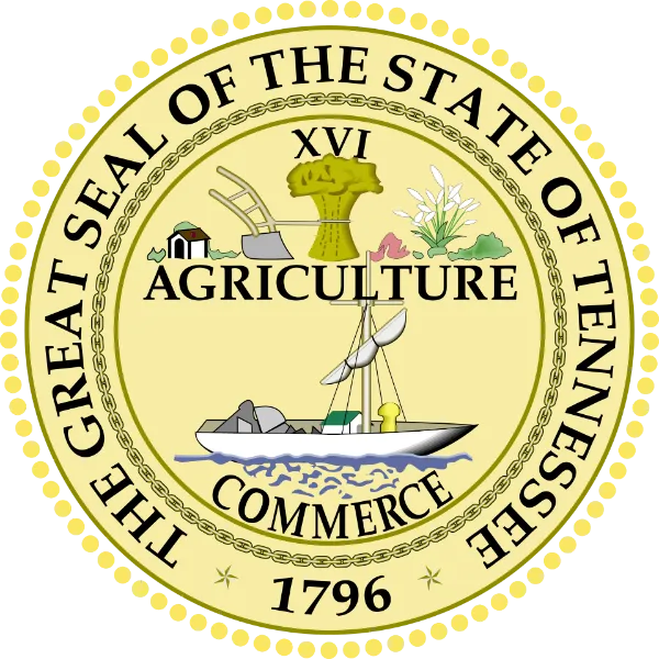 Great Seal of the State of Tennessee with the motto Agriculture and Commerce around the border