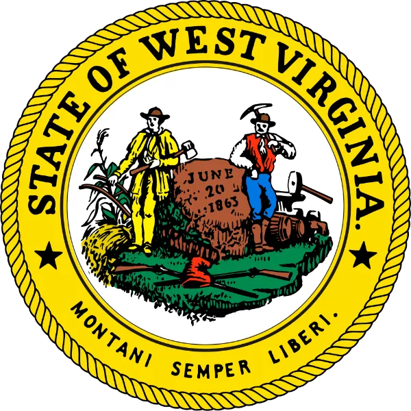 Great Seal of the State of West Virginia showing the motto Montani Semper Liberi
